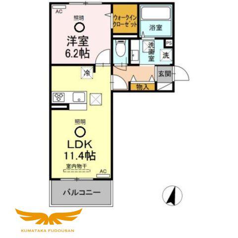 ラ・ルーチェ (1LDK/2階)の間取り写真