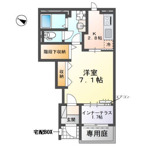 グランアサヒ(1K/1階)の間取り写真