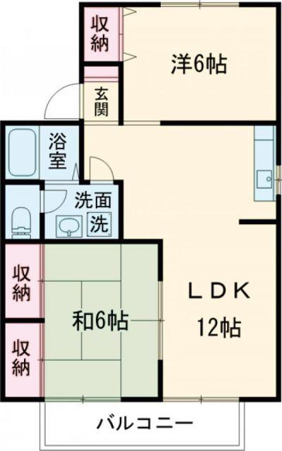 リバーサイド加納B棟(2LDK/1階)の間取り写真