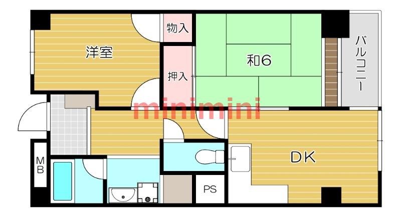 メゾン茨木西駅前町(2DK/2階)の間取り写真