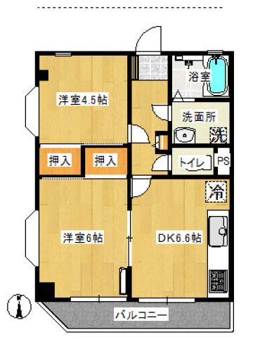 いちょうの木(2DK/2階)の間取り写真