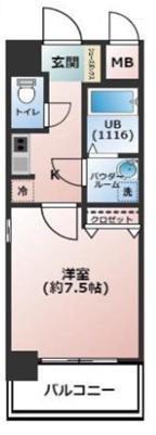 CREATOEUROPEAVENUECITYLIFE(1K/7階)の間取り写真