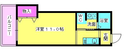 エスポワール(ワンルーム/2階)の間取り写真