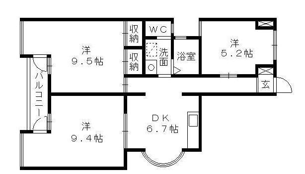 レインボープラザ(3DK/1階)の間取り写真