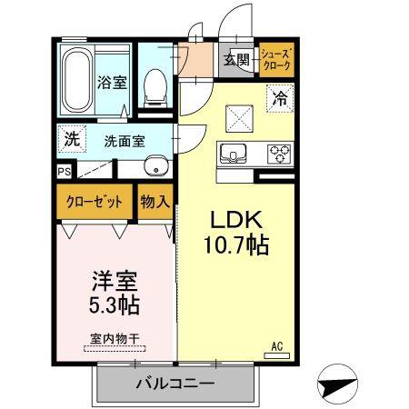 メゾン ド ルミエール(1LDK/1階)の間取り写真