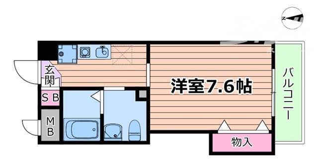 阪急京都線 十三駅 徒歩7分 3階建 築23年(1K/2階)の間取り写真