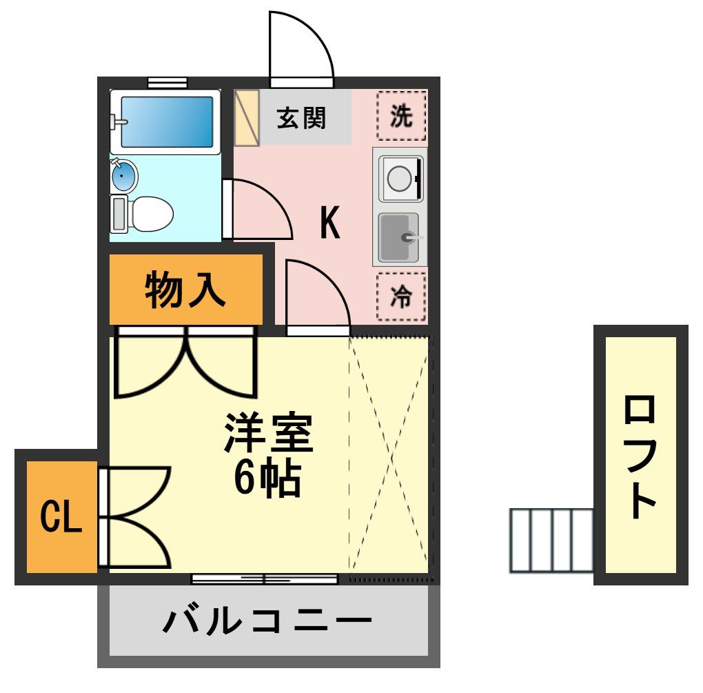 カームハイツII(1K/1階)の間取り写真