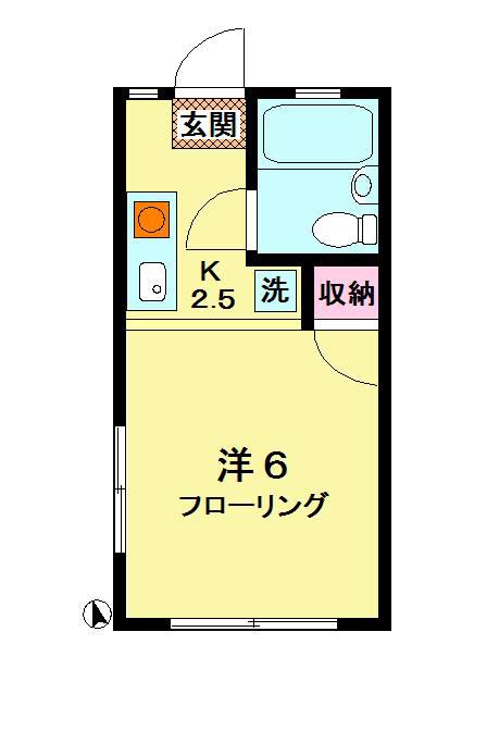 パークサイドフジA(1K/2階)の間取り写真