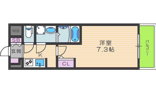 LA DOUCEUR西天満(1K/13階)の間取り写真