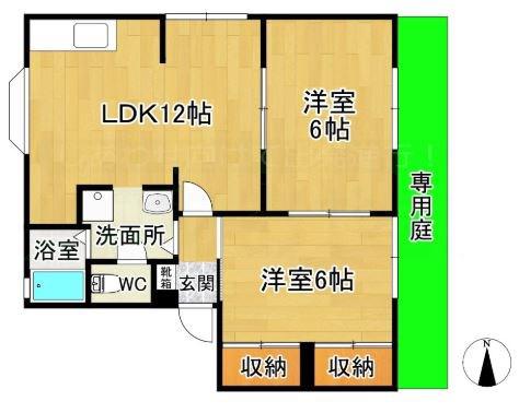 ラフォーレ原田(2LDK/1階)の間取り写真