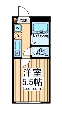 グランスクエア中野島(1K/2階)の間取り写真