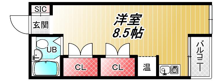 ブルージェつばき(ワンルーム/5階)の間取り写真