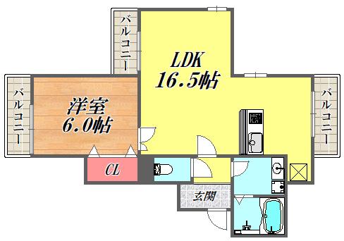 インペリアル砂山(1LDK/1階)の間取り写真