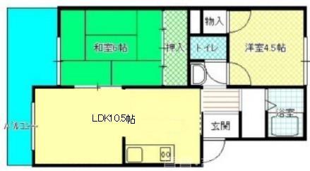 コーポ新宅II(2LDK/3階)の間取り写真