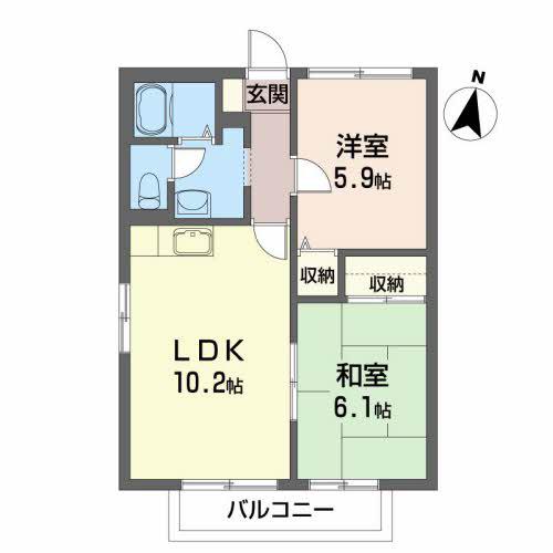 ライト・アベニュー(2LDK/2階)の間取り写真