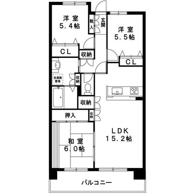 アソシエール西船橋(3LDK/2階)の間取り写真