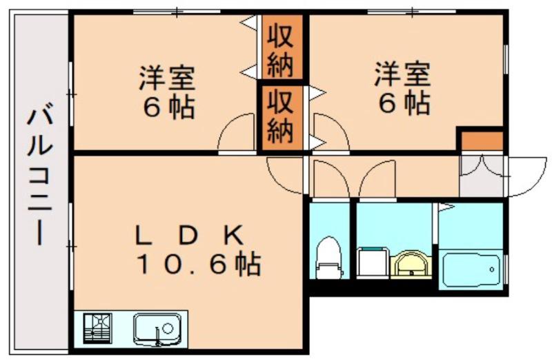 テルピンハウス(2LDK/2階)の間取り写真