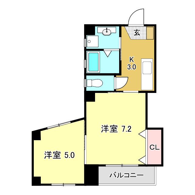 エスポワール大川筋(2K/5階)の間取り写真