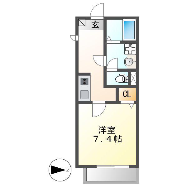 GALLERY庄内通(1K/3階)の間取り写真