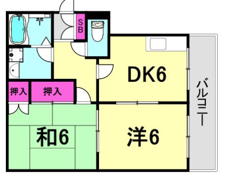 ハピネス浦風I(2DK/1階)の間取り写真