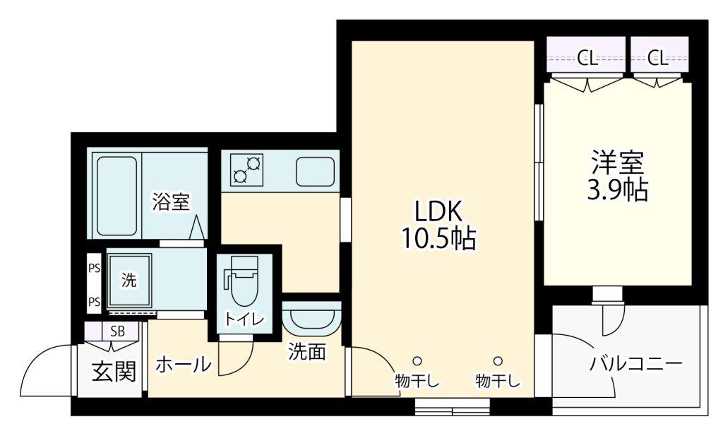 グレイス蘆花(1LDK/3階)の間取り写真