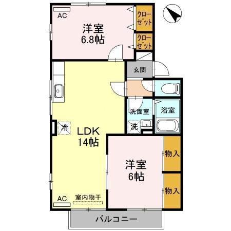 セジュールうえすぎ(2LDK/2階)の間取り写真