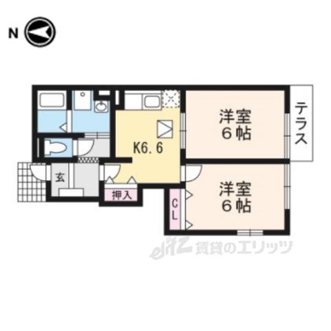 グランラシーヌⅠ(2DK/1階)の間取り写真