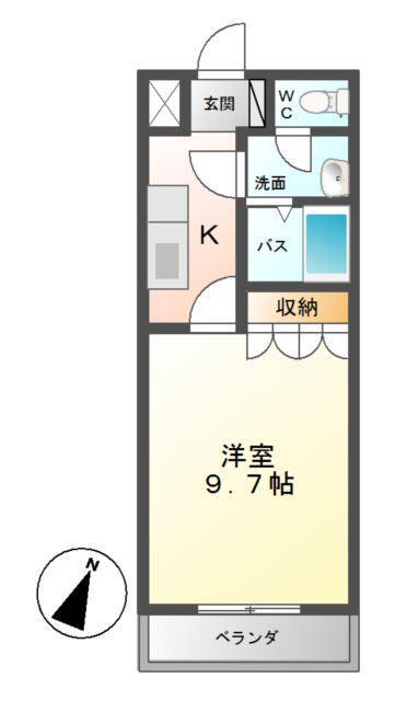 サンローズ(1K/2階)の間取り写真