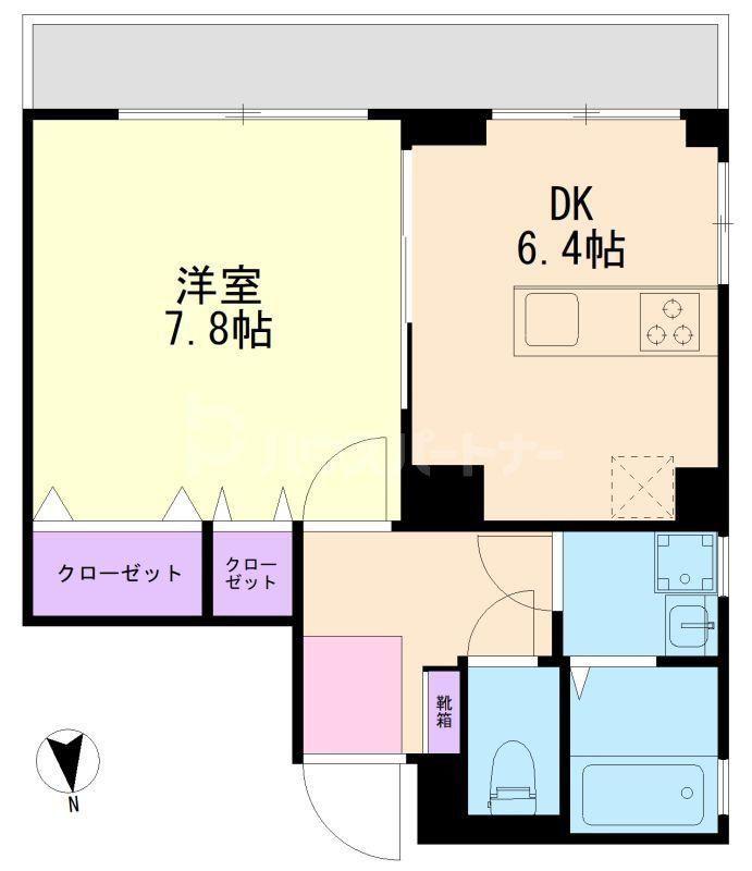 尾頭ビル(1DK/2階)の間取り写真