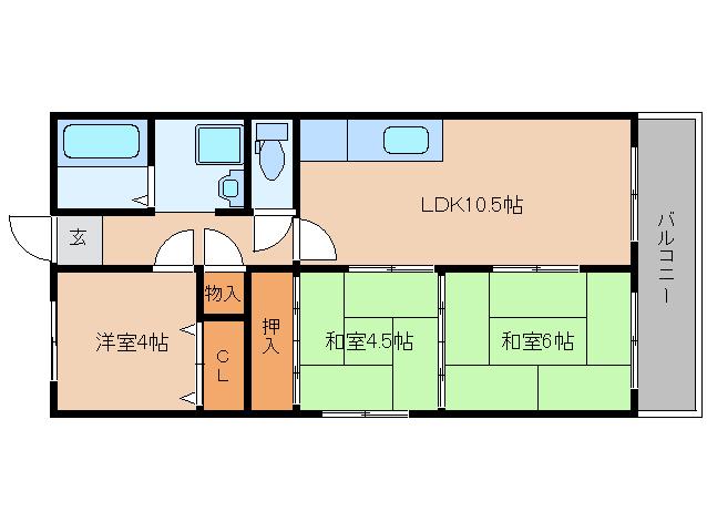 ランプリ築山(3LDK/4階)の間取り写真