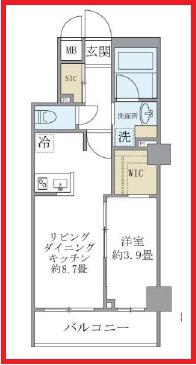 ソラストスクエア綾瀬(1LDK/6階)の間取り写真