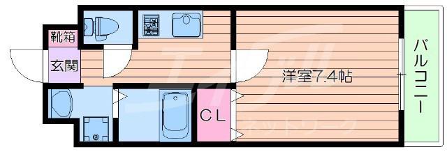 ロイヤルクイーンズパーク吹田片山町(1K/8階)の間取り写真