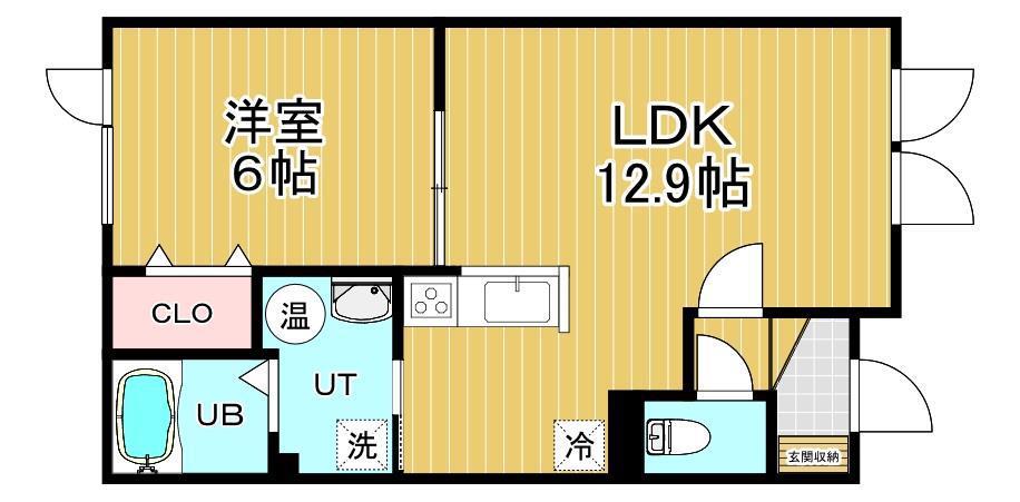 ウインドワード(1LDK/1階)の間取り写真