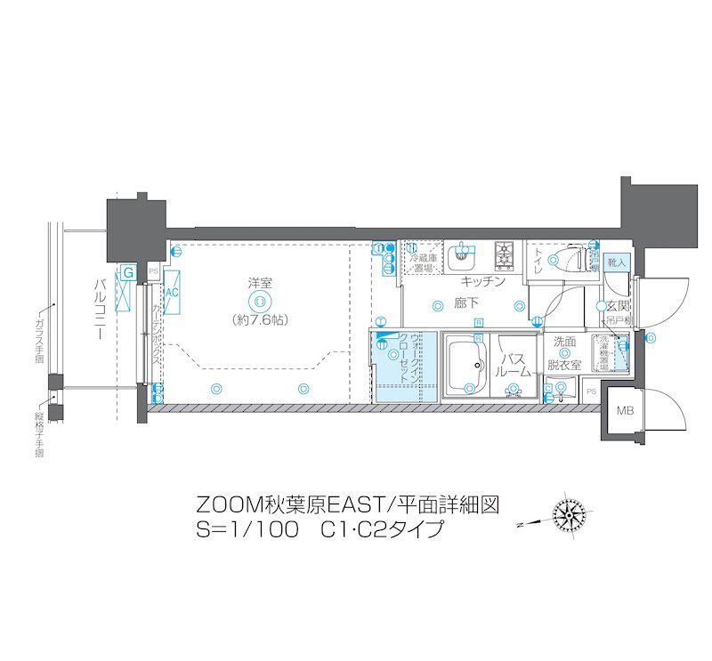 ZOOM秋葉原イースト(1K/4階)の間取り写真