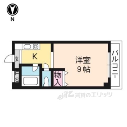 カーメル北野(1K/2階)の間取り写真