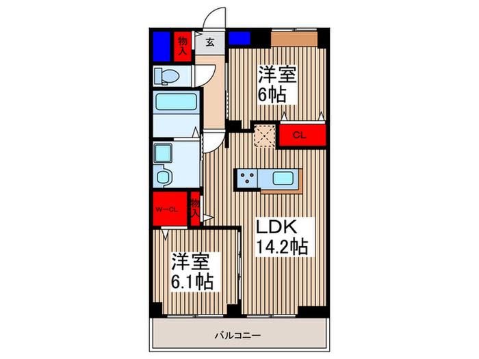 グランピア甚(2LDK/5階)の間取り写真