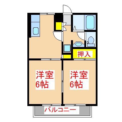 ビーラインNR(2DK/2階)の間取り写真