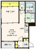 CLOVER 山王 BASE(1LDK/3階)の間取り写真