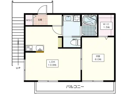 メゾンシャンタル(1LDK/2階)の間取り写真