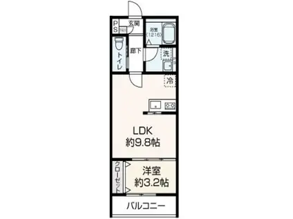 PATINA黒崎(1LDK/2階)の間取り写真