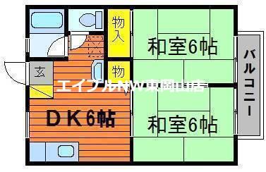 ニューメゾン(2DK/2階)の間取り写真