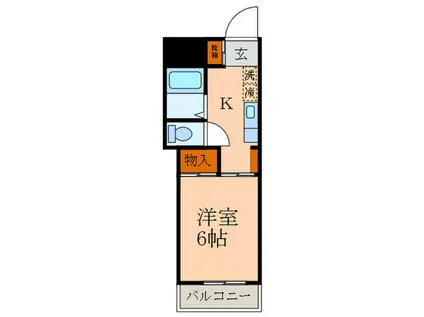 リキューハイツシオノ(1K/4階)の間取り写真