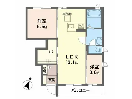 エスペランサ・楓 A棟(2LDK/1階)の間取り写真