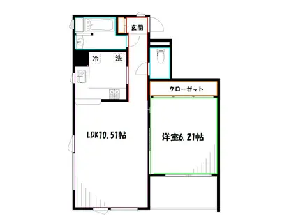 境ハウス(1LDK/2階)の間取り写真