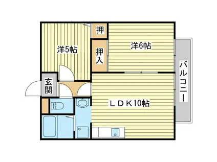 サンライフ新町 B棟(2LDK/2階)の間取り写真