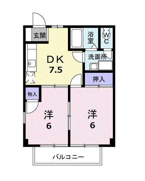 エトワール(2DK/1階)の間取り写真