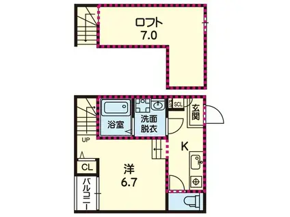 ステラ清水新地(1K/2階)の間取り写真