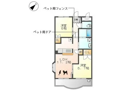 ファビュラス(2LDK/3階)の間取り写真