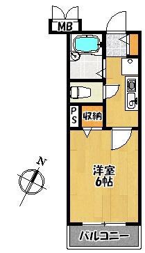 クレール加茂(ワンルーム/4階)の間取り写真