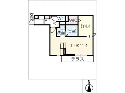アパートメントハウス針崎I(1LDK/1階)の間取り写真